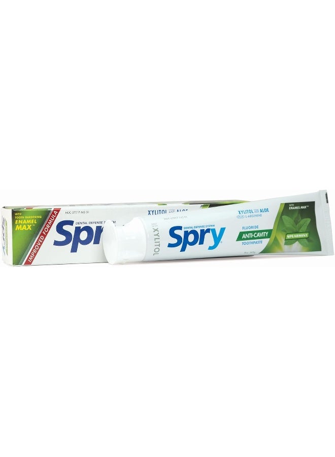 Spry Xylitol Toothpaste with Fluoride, Natural Spearmint, Anti-Cavity, 5 oz - Image 1